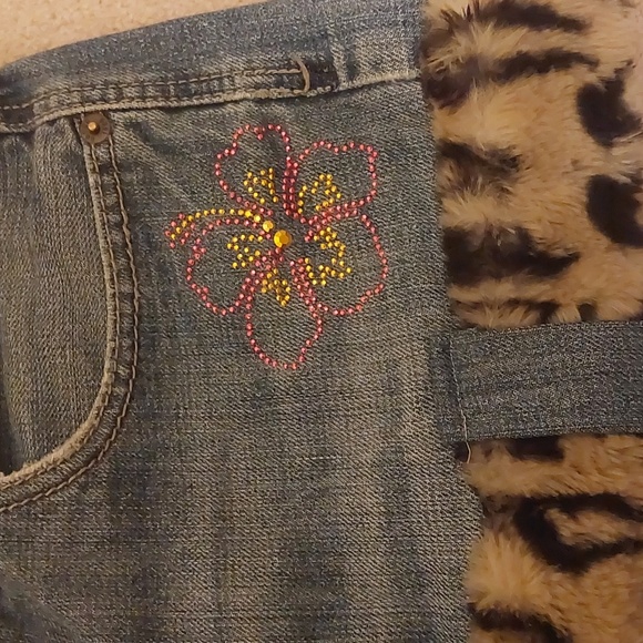 34/32 Custom y2k fuzzy miniskirt made from bongo jeans denim blue - Picture 2 of 4